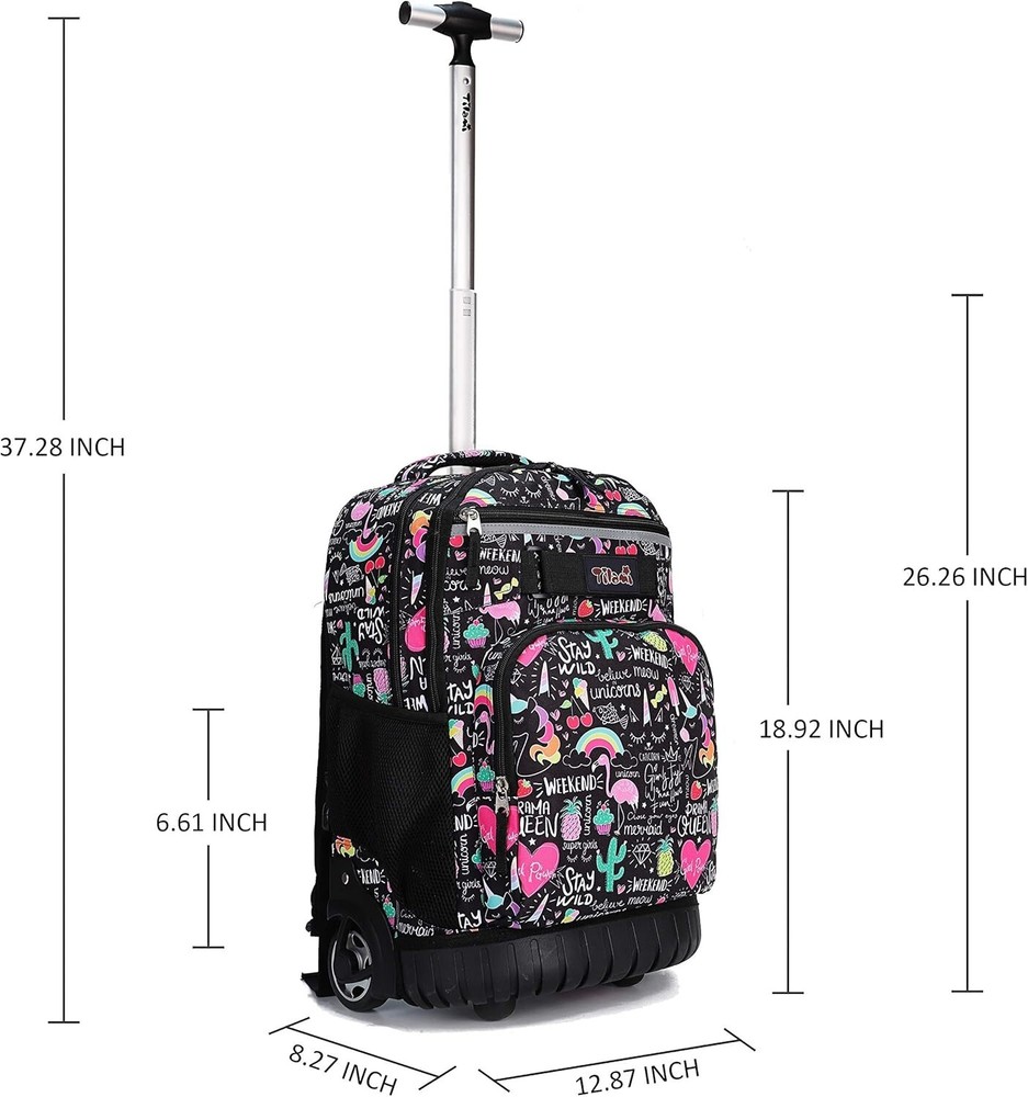 Lightweight 4.9lb Rolling Backpack with Armor Protection - Perfect for Students
