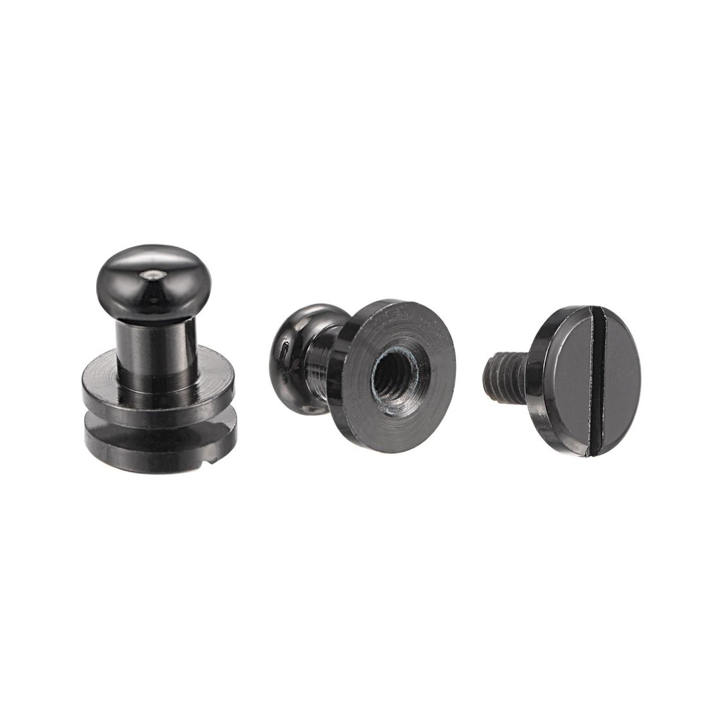 10 Set 6mm Solid Brass Round Head Lock Screw Rivets Pin Fixing, Black