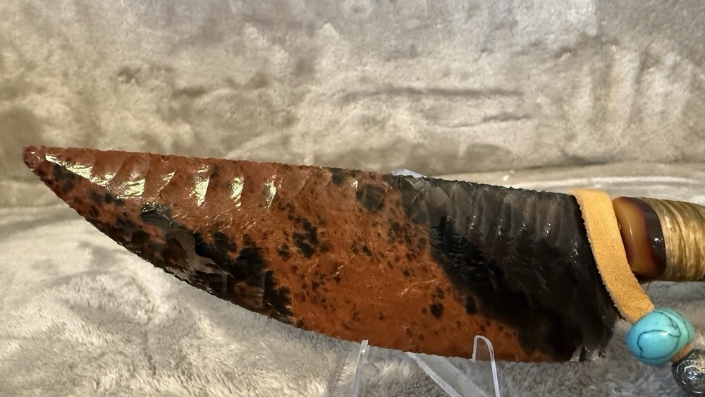 Handmade 6” Obsidian/Mahogany Obsidian Bone Handled Fixed Blade Knife