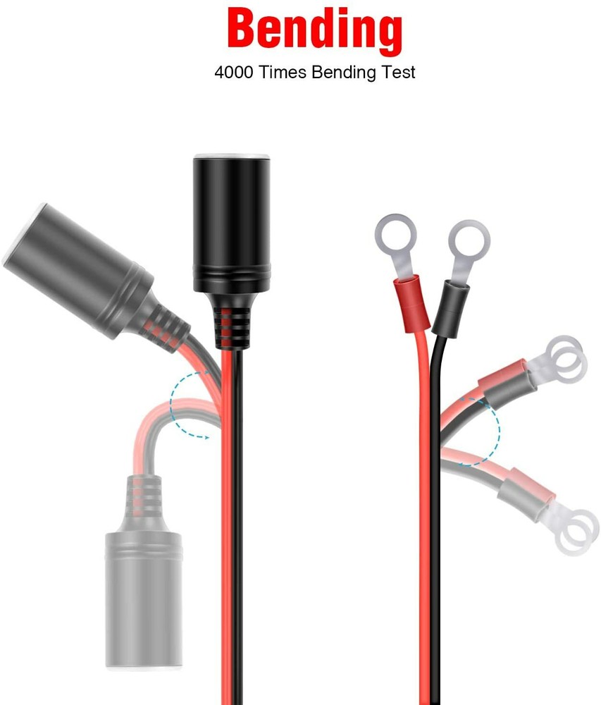 Nilight Female Cigarette Lighter Outlet 3Ft + Eyelet Terminal Plug & Blade Fuse