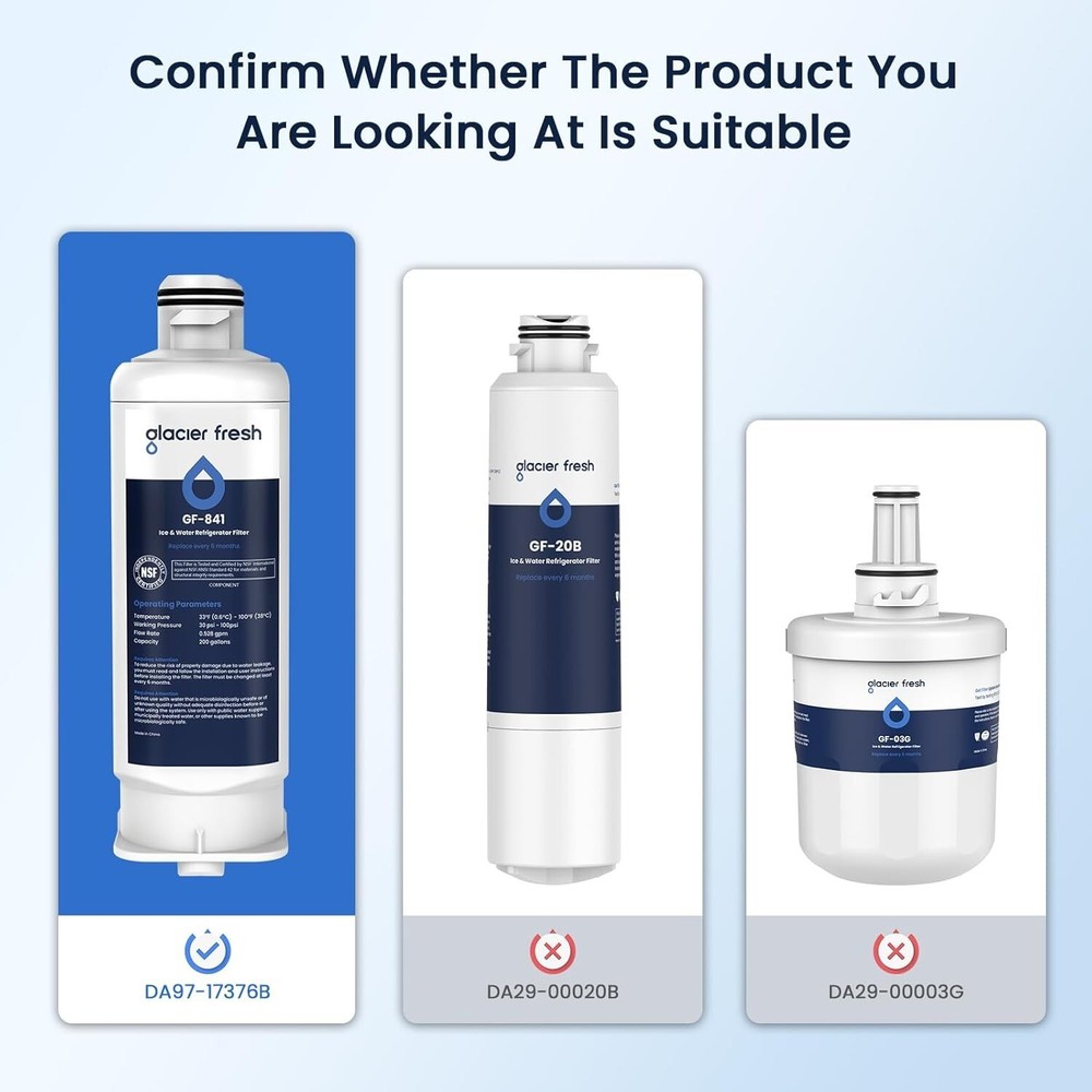 GLACIER FRESH GF-841 Water Filter | Replacement for DA97-17376B, HAF-QIN, 2-Pack