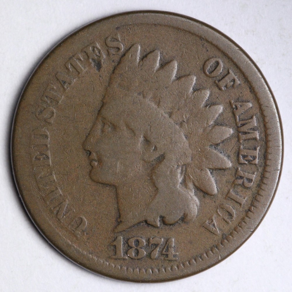 1874 Indian Head Cent Penny CHOICE VG E199 SQCT