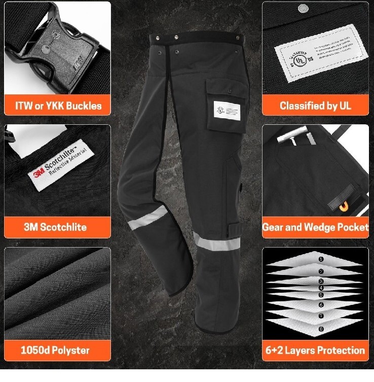 YARDMARIS Chainsaw Chaps Technical 8 Layers Class B for Chainsaw Users