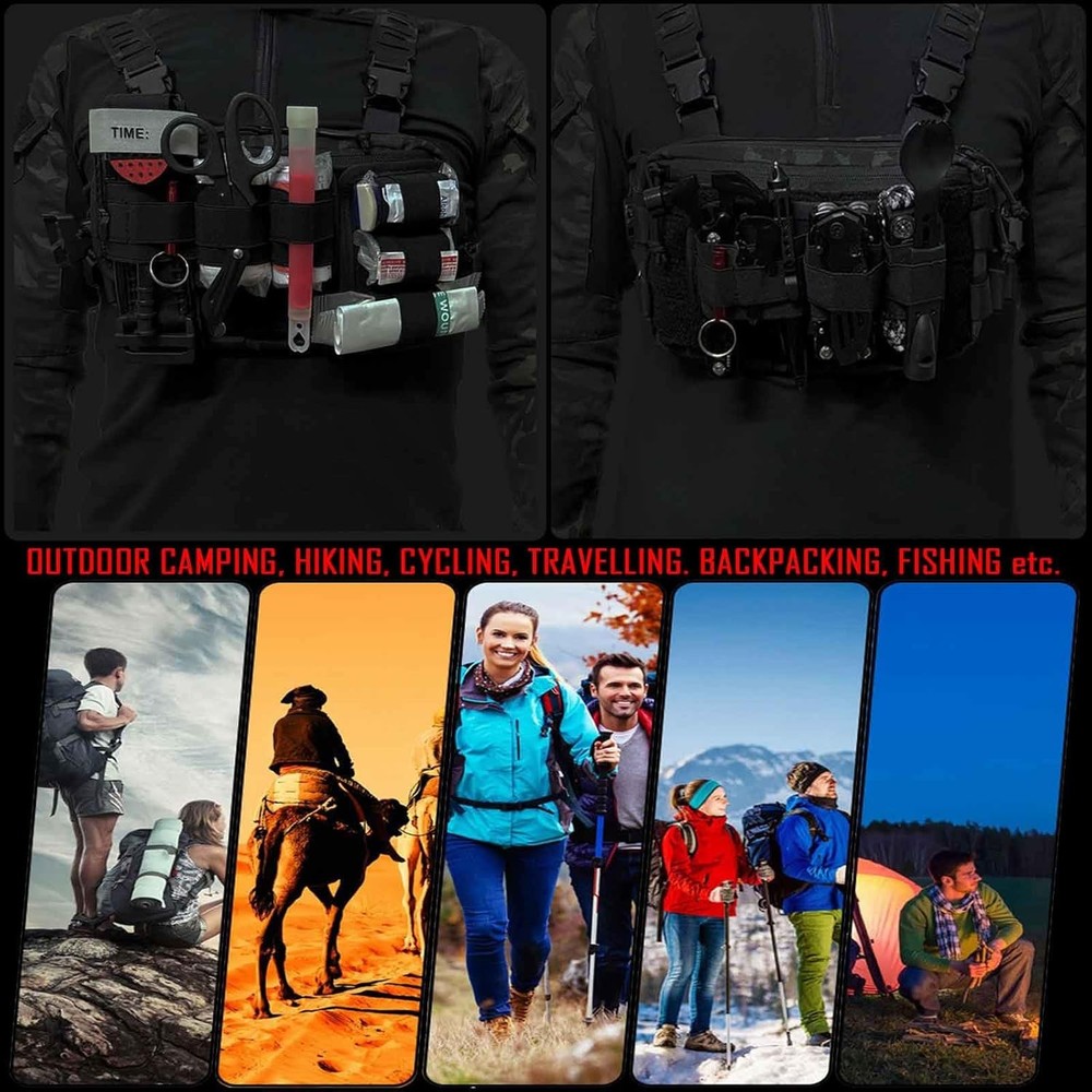 3 Piece EDC Elastic Bag Insert Pouch Panel Hook Backed Accessories Holder, Tacti