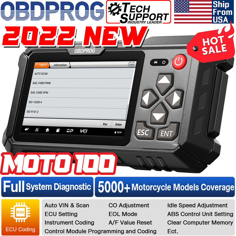OBDPROG MOTO100 Motorcycle Diagnostic Reset Scanner E-CU Coding Scan Tool