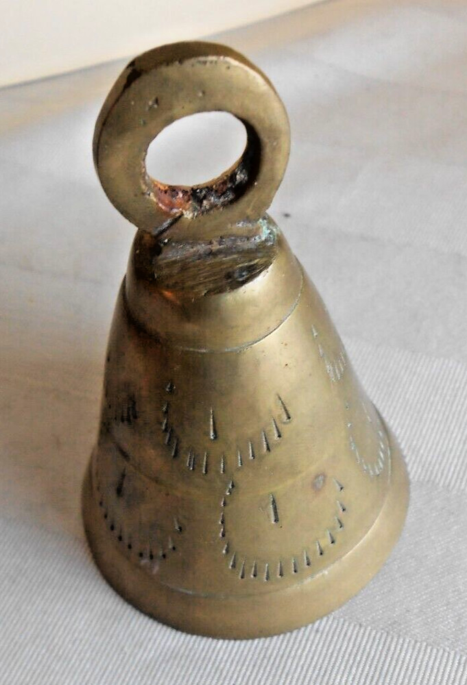 Brass Bell Etched 3" Height 2" Diam. at Base
