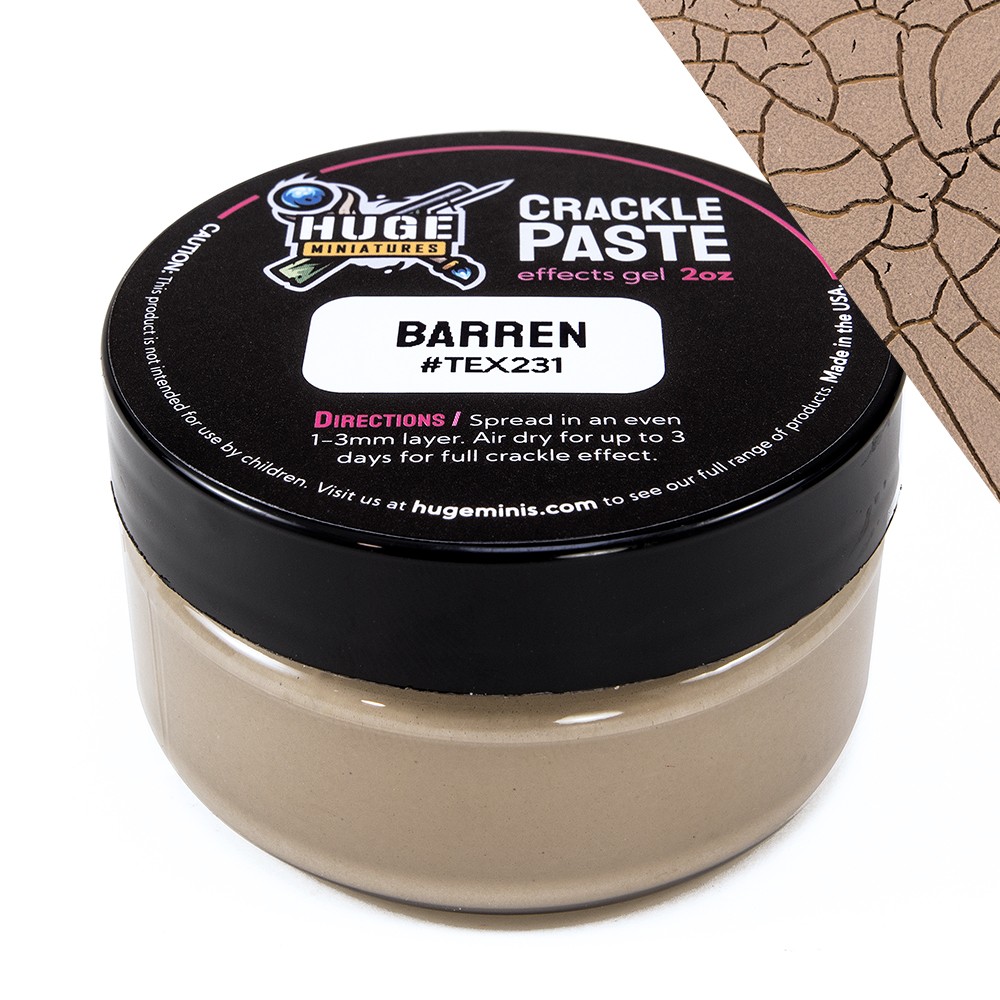 Huge Miniatures Crackle Paste, Barren Model Basing Paint – 2oz Resealable Jar