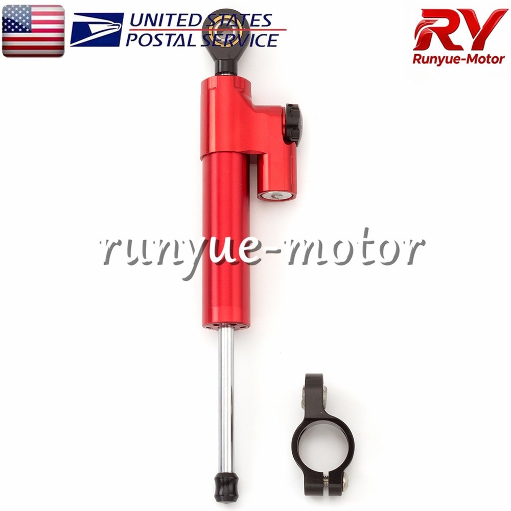 Red CNC Adjustable Steering Damper Stabilizer Linear Control Universal Aluminum