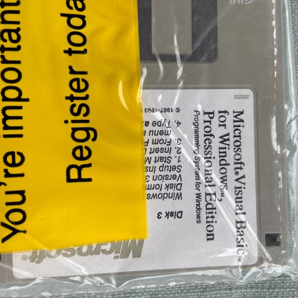 Microsoft Visual Basic for Windows Professional Edition New NIP v3.0 1993 3.5"