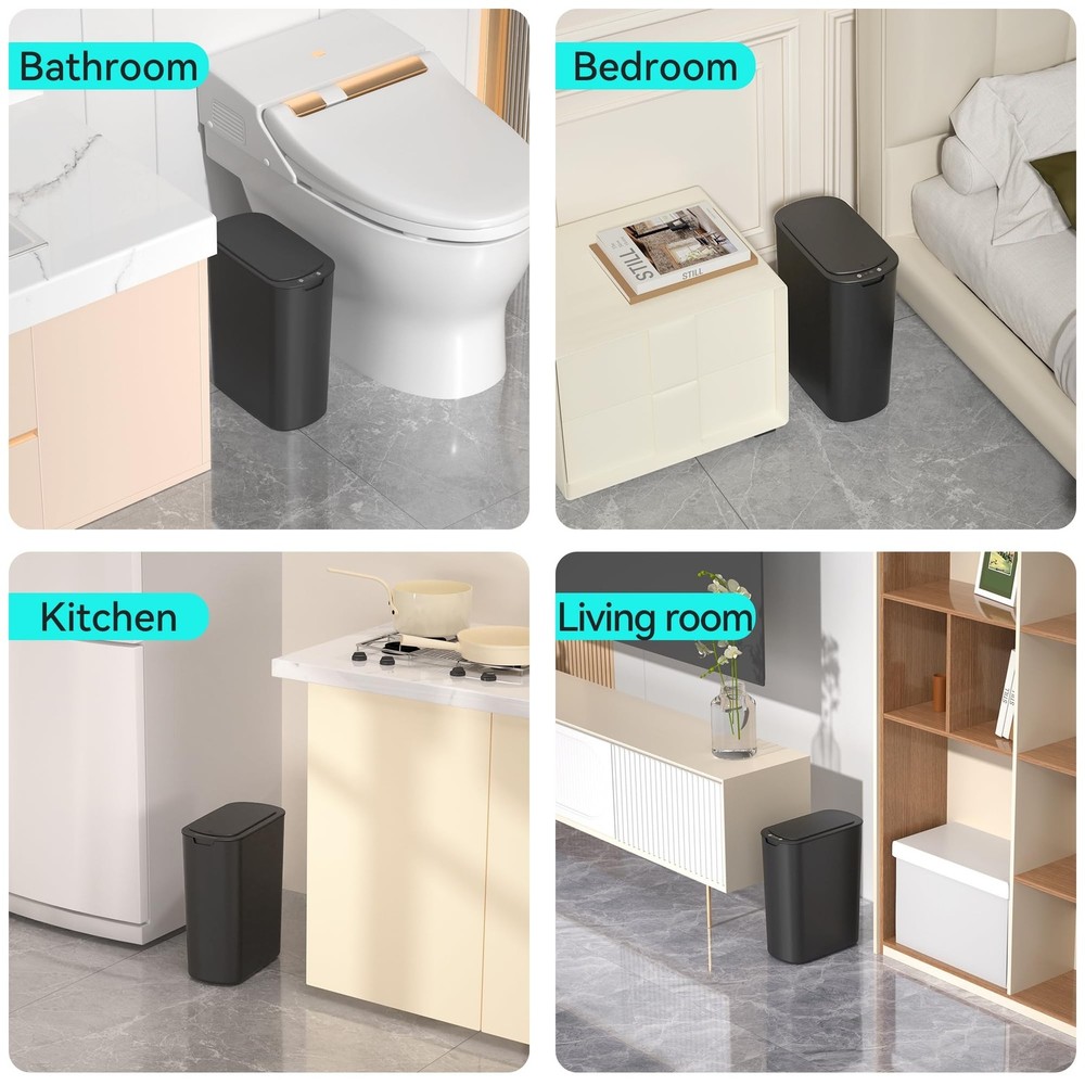 5 Gallon Motion Sensor Bathroom Trash Can Automatic Garbage Cans with Lid Tou...