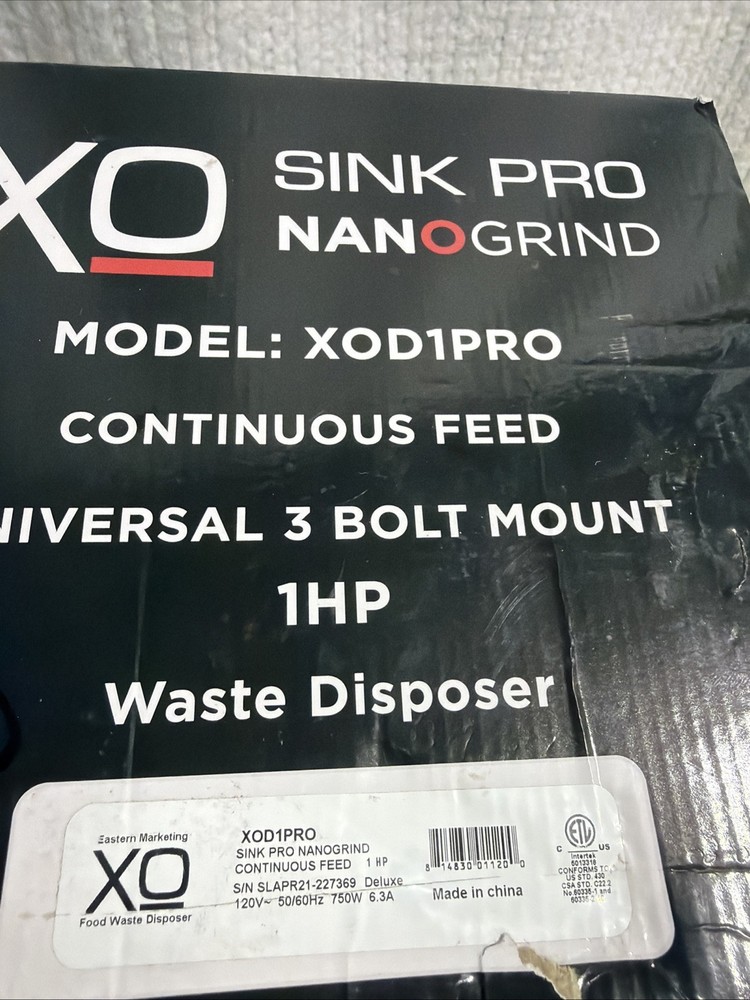 XO Sink Pro Nanogrind 1 HP Batch Feed Disposer Model XOD1PRO Open Box New