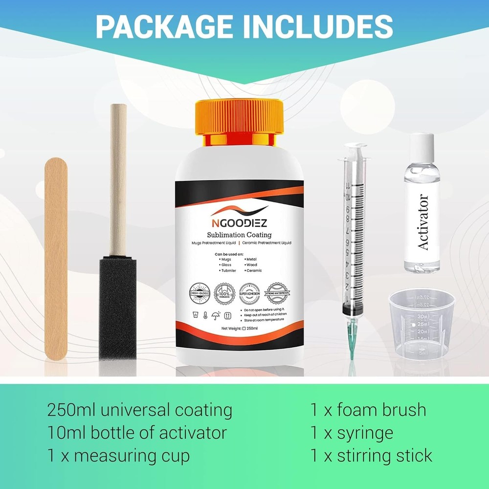 All-in-One Sublimation Coating Kit - 250ml for Personalizing Any Hard Surface