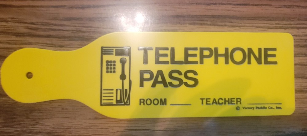Vintage Telephone Pass Yellow Black