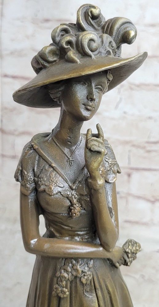 Signed Vitaleh Seductive Flapper Actress Bronze Sculpture Marble Lost Wax Method