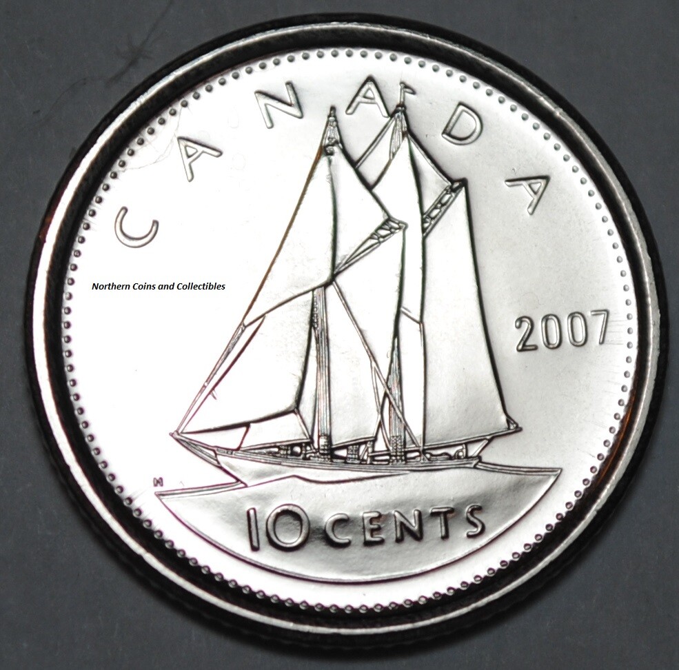 Canada 2007 BU Nice UNC 10 cent Canadian Dime from mint roll