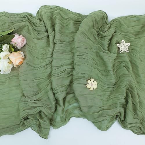 Cheesecloth Table Runner Rustic Sheer Boho Gauze 35 x 120 1 Pack Sage Green