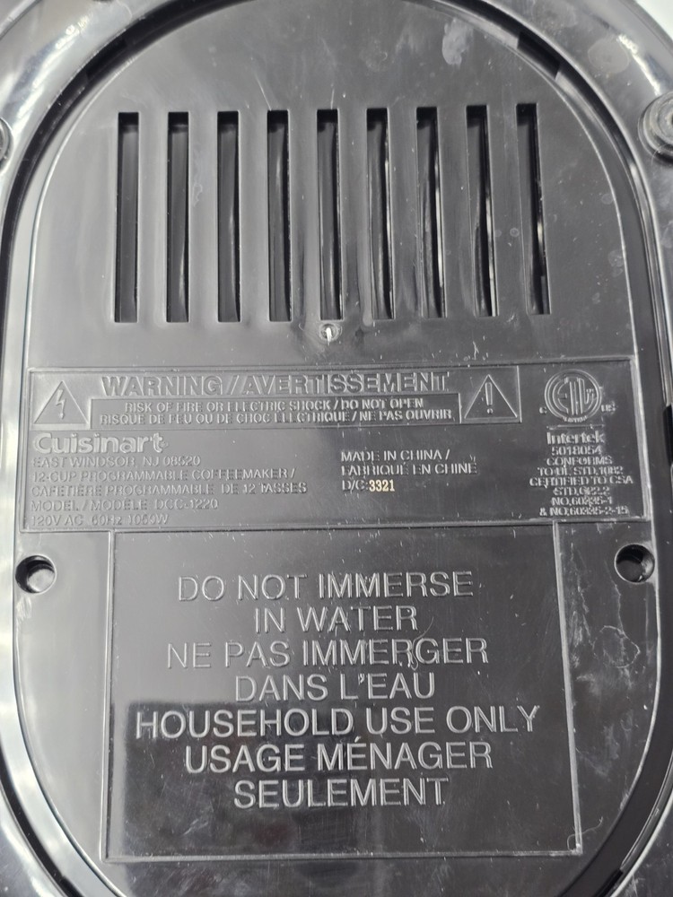 Cuisinart 12 Cup Programmable Coffeemaker BLACK STAINLESS Model# DCC-1220BKS