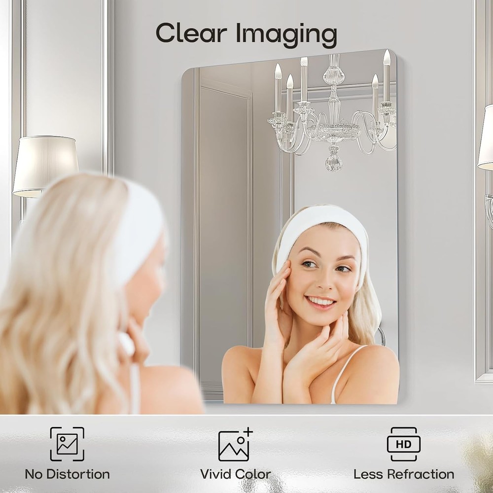 USHOWER 2-Pack Frameless Bathroom Mirror 24x36 Rectangular Wall Vanity Mirror US