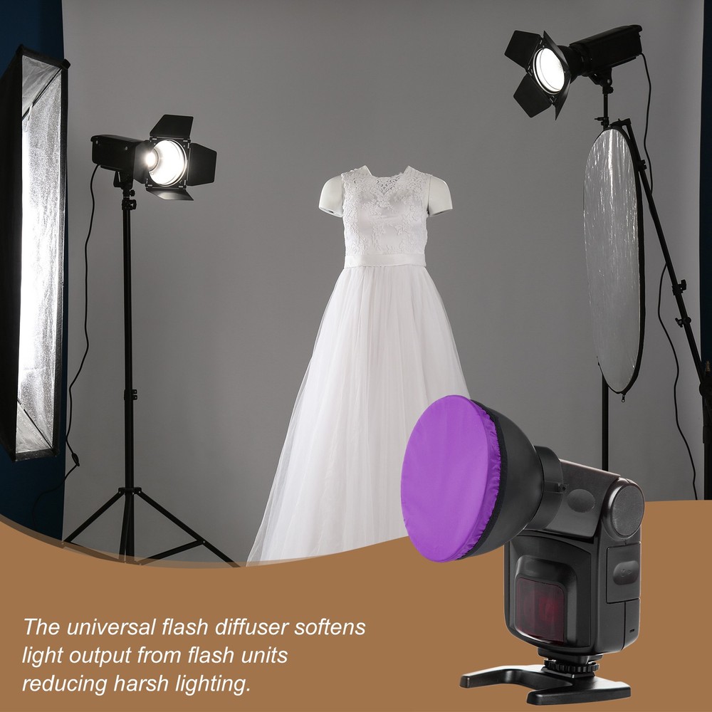 5pcs 7.1" x 7.1" Soft Mini Flash Bounce Diffuser Cap, for Flashlight, Purple