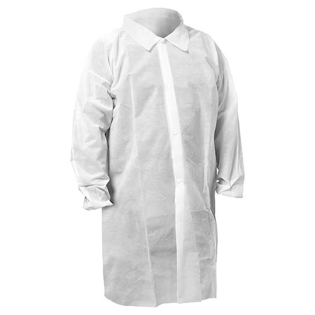 Kleenguard 67314 Lightweight Lab Coat, M, Polypropylene, Snap, Elastic Cuff,