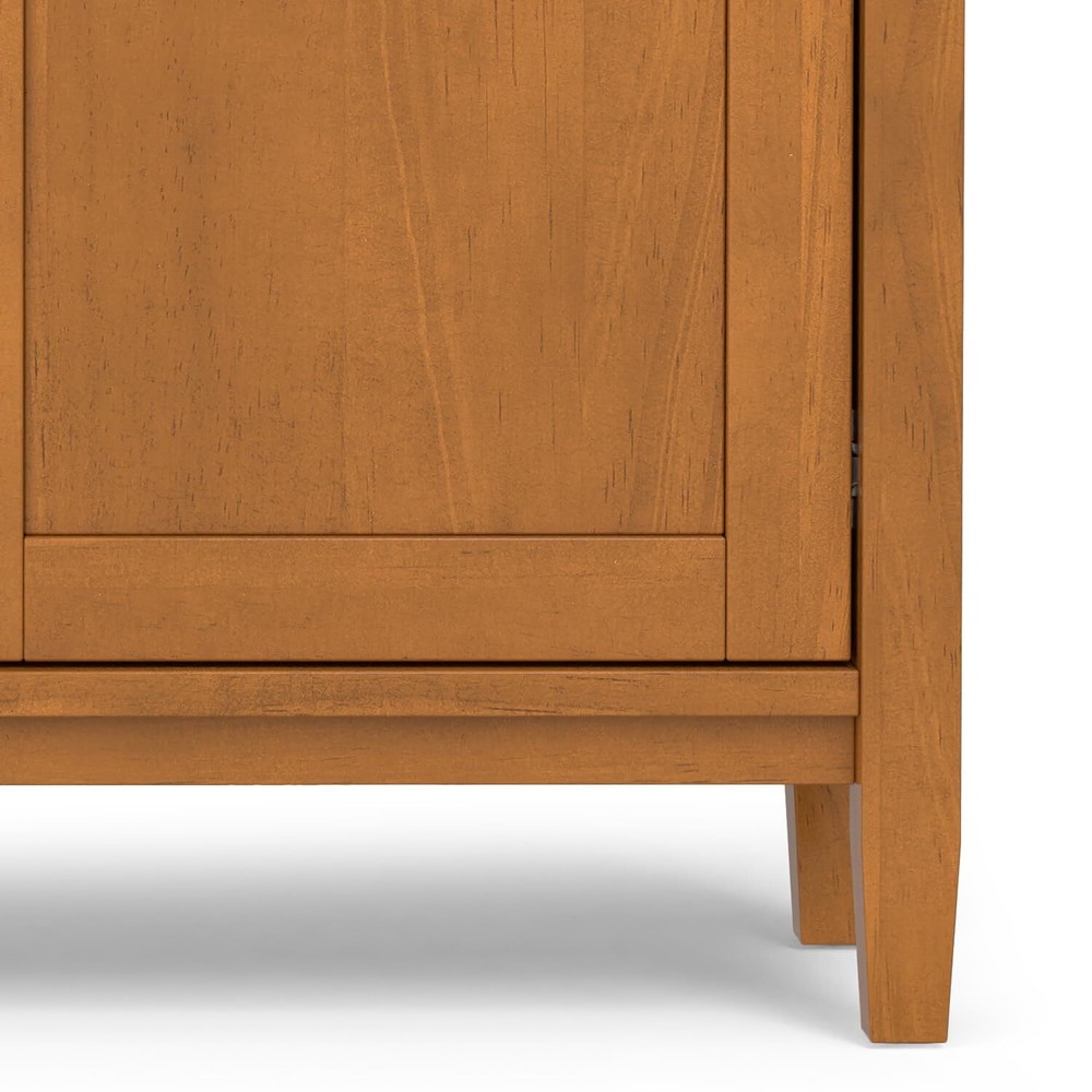 SIMPLIHOME Warm Shaker Solid Wood Wide Transitional Storage Cabinet for The