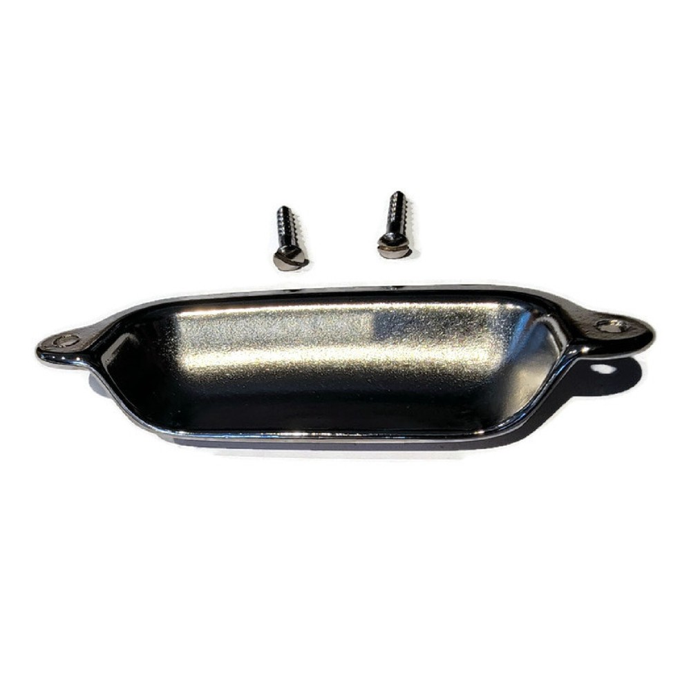 Drawer Bin Pull - Cast Polished Nickel plated Brass Bin Type Pull - Kitchen Bin