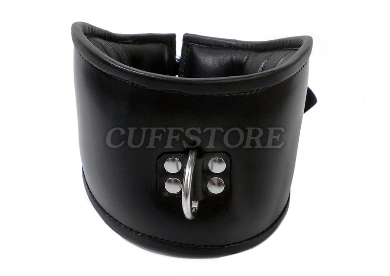 Adjustable Size Deluxe Padded Black Leather Posture Collar