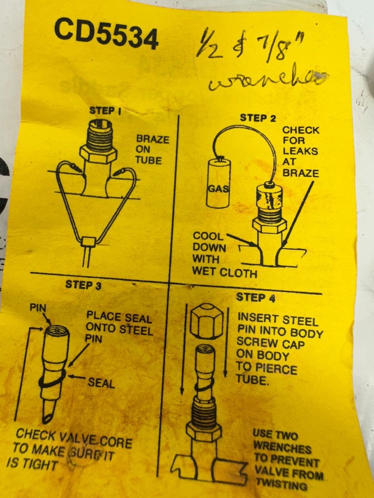 2pc C&D CD5534 Braze On Self Piercing Copper Saddle Valve
