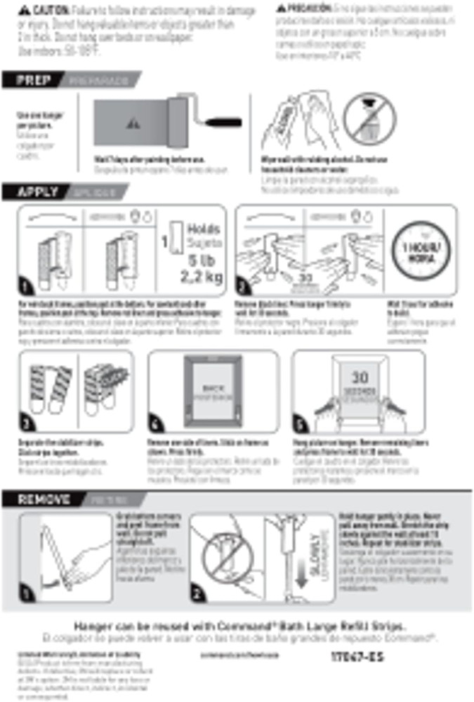 Large Universal Frame Hanger, 3-Hangers, 6-Strips, 6-Frame Stabilizer Strips, 4-