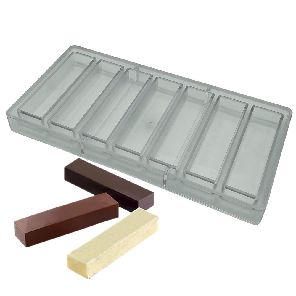 Goldbaking 7 Cavity Chocolate Bar Mold Polycarbonate