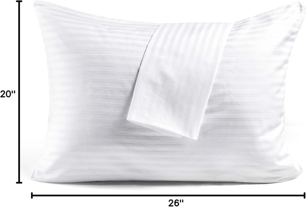 Breathable 600 Thread Count Cotton Pillow Protector Set - Standard Size, 4 Pack