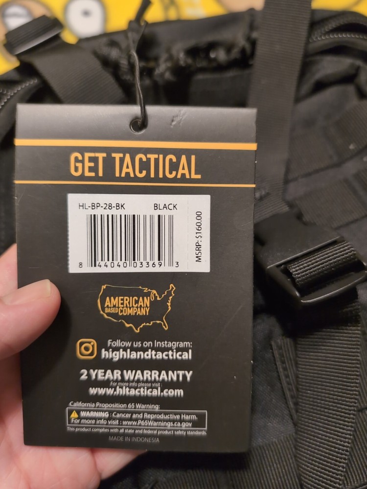 Highland Tactical Vantage Tactical BackpackBlack Molle Webbing NWT
