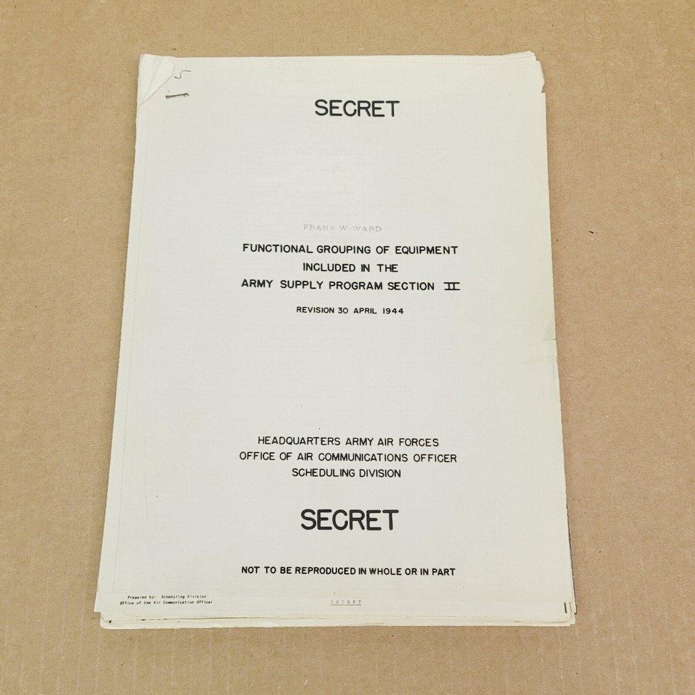 1944 Functional Grouping Of Equipment US Army Supply Program *SECRET*