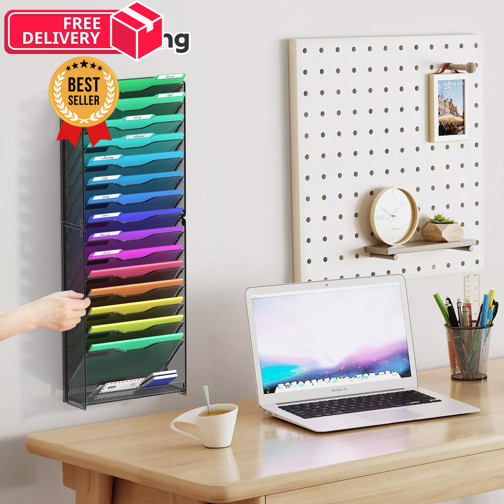 samstar 16 Tier Wall File Organizer Hanging Black 16 1 Pack