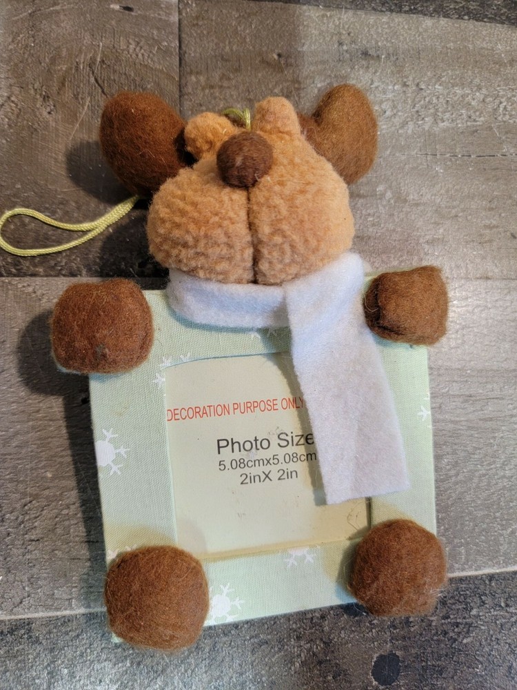 Moose snowflake photo frame ornament xmas green