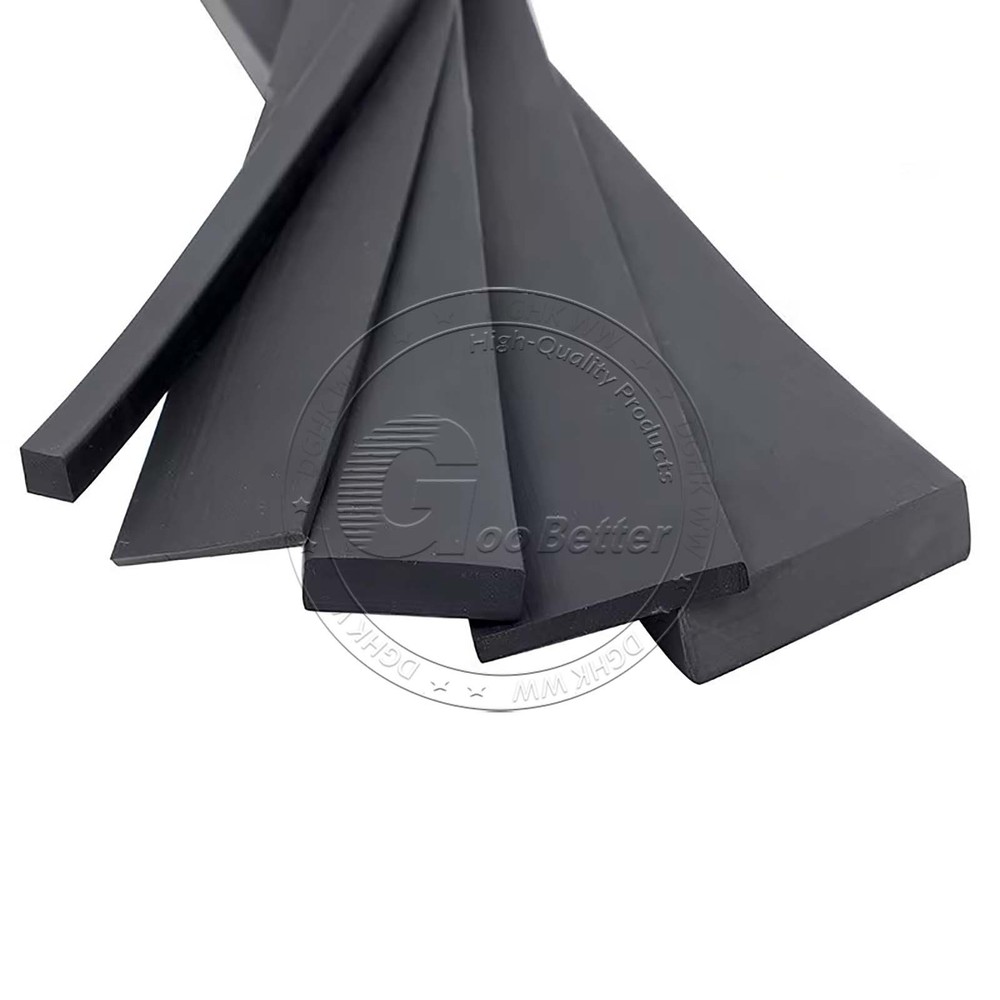 Black Solid Square Silicone Rubber Strip Sealing Gasket High Temp Width 10-100mm