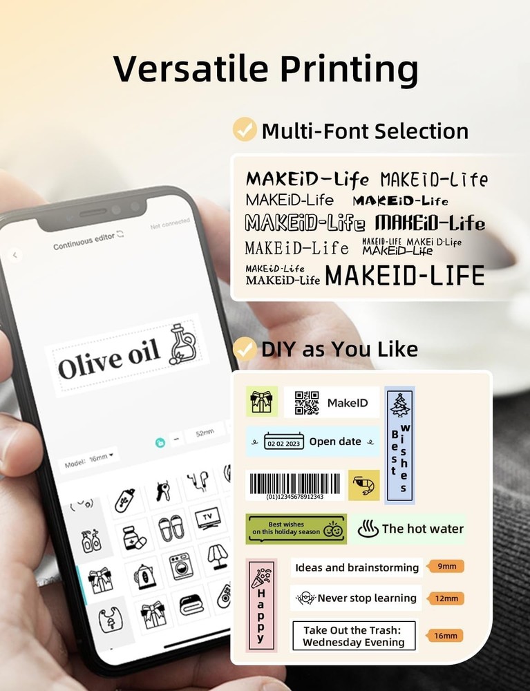 Mini Bluetooth Labeler for Easy Organization - Sharp Prints with Built-in Cutter