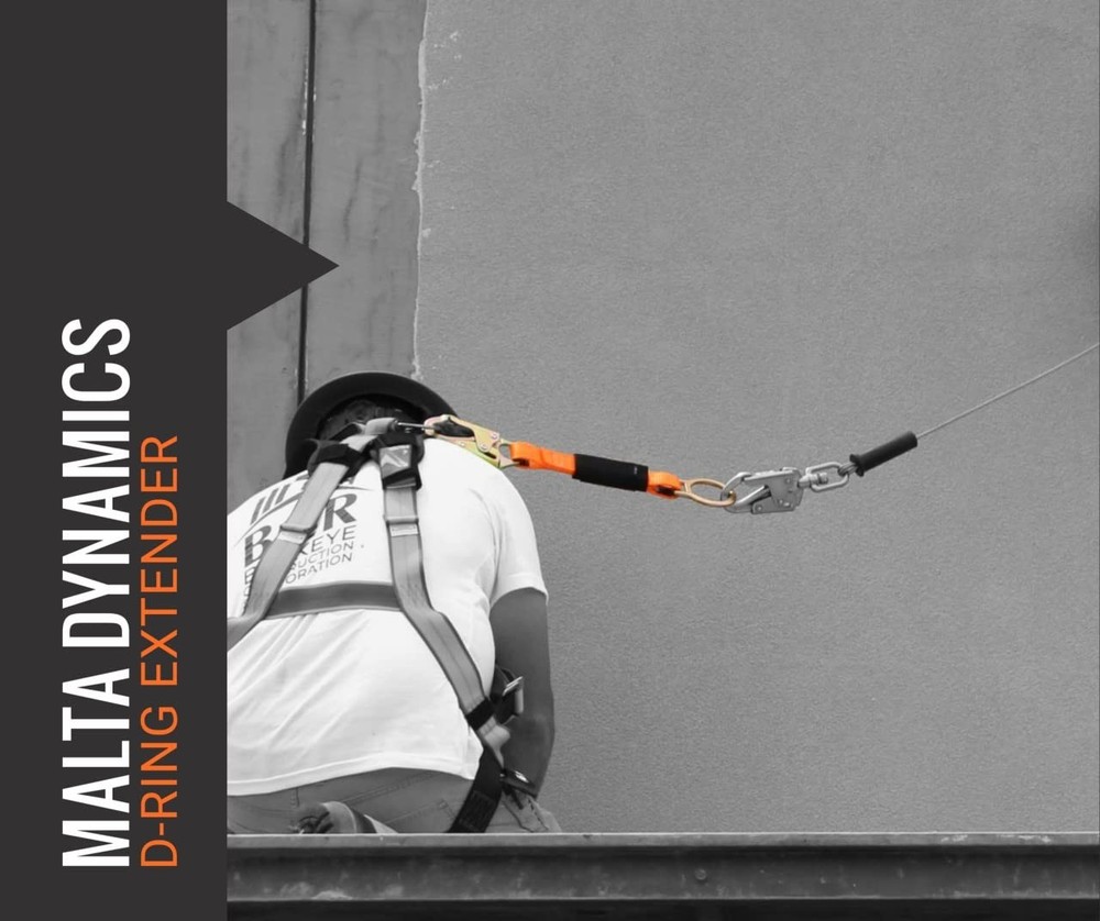 Malta Dynamics 18” D-Ring Extender with Snap Hook for Fall Protection and Roo...