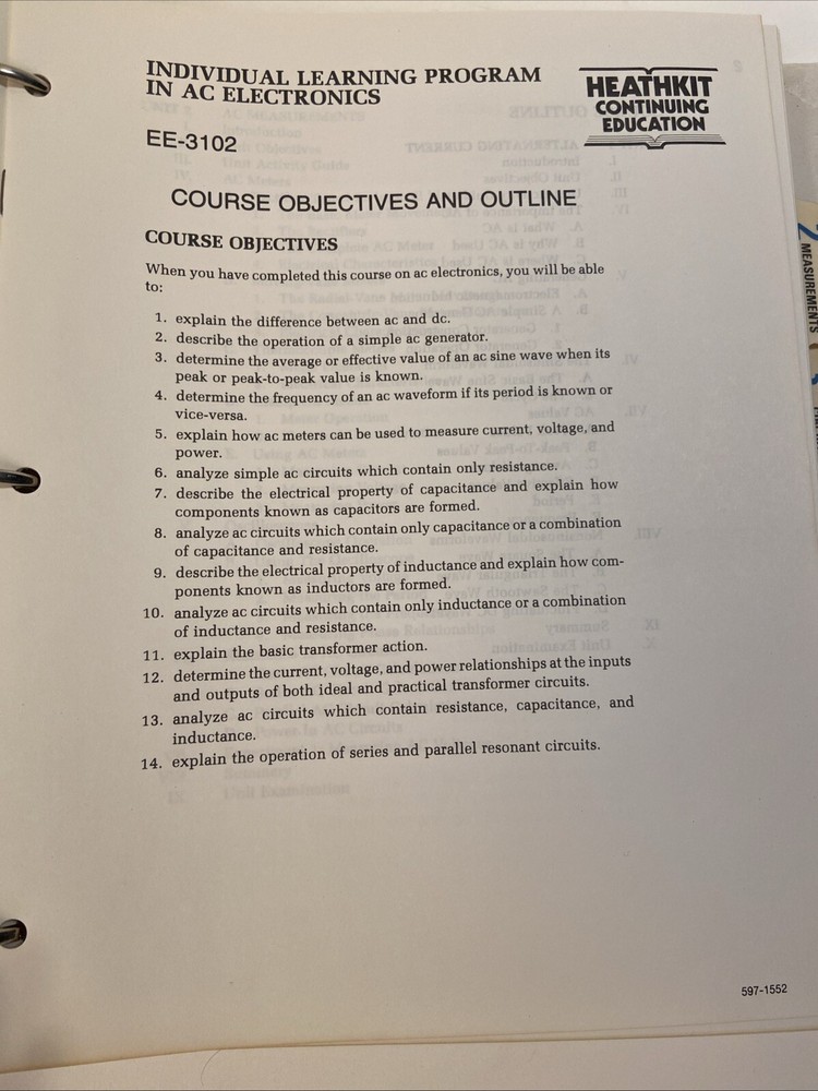 Heathkit Continuing Education EE-3102 AC Electronics Learning 6 Chapters