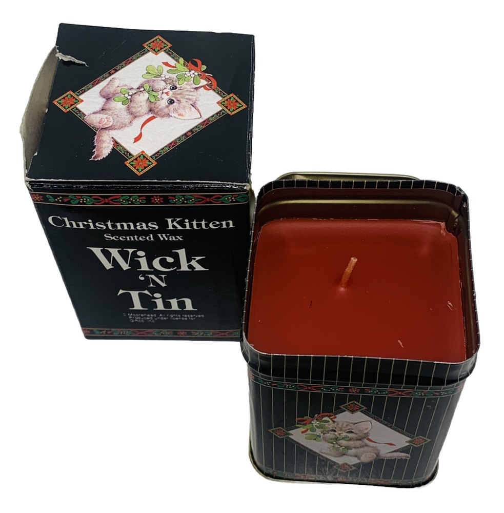 CHRISTMAS KITTEN Tin Candle