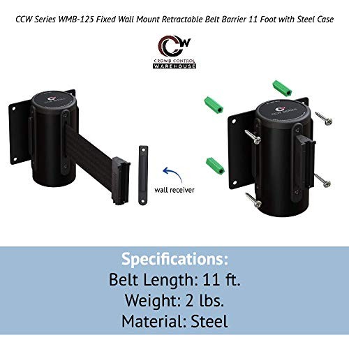 Crowd Control Wall Mount Retractable Belt Barrier System WMB-125 Fixed Single