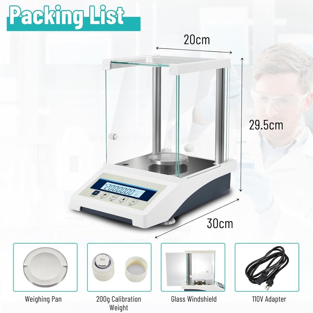Analytical Balance Lab Scale 220g 0.0001g Precision Electronic Scale LCD Screen