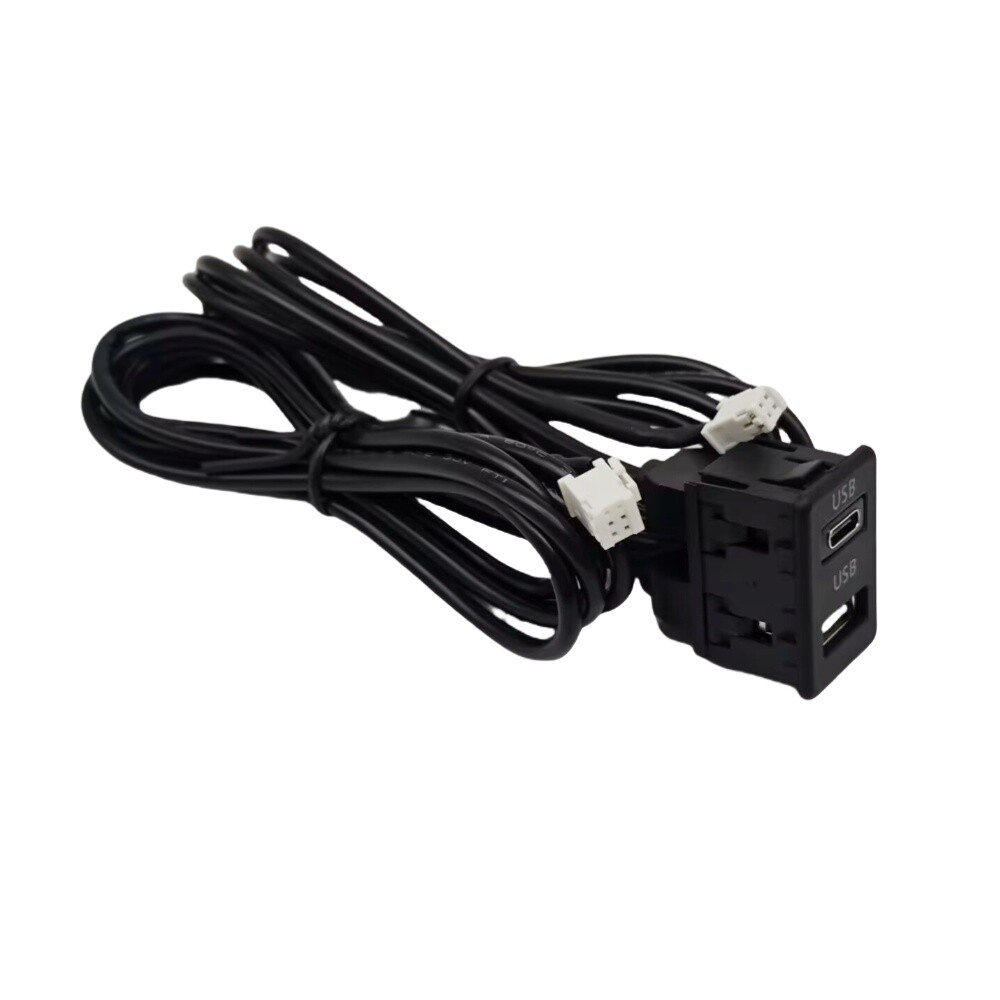 Car Dash Flush Mount Dual USB Port Panel Interface Extension Cable Adapter 145cm