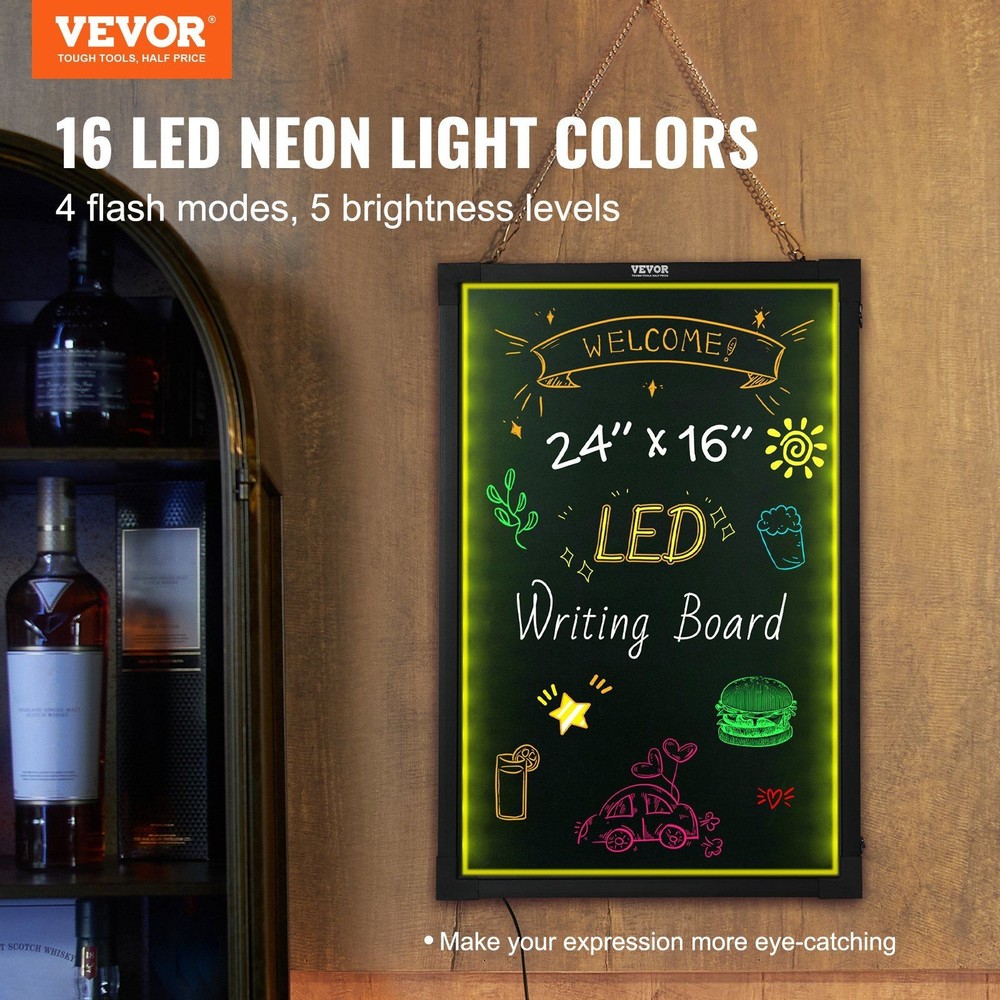 Illuminated Menu Board 24x16 with LED Effects Easy Clean Surface