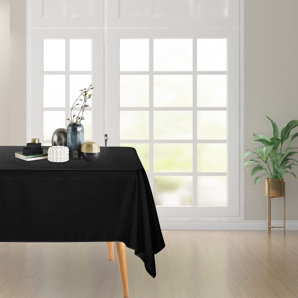 2pack 70x70 Inch Black Square in Polyester Fabric Tablecloth for WeddingBanqu...