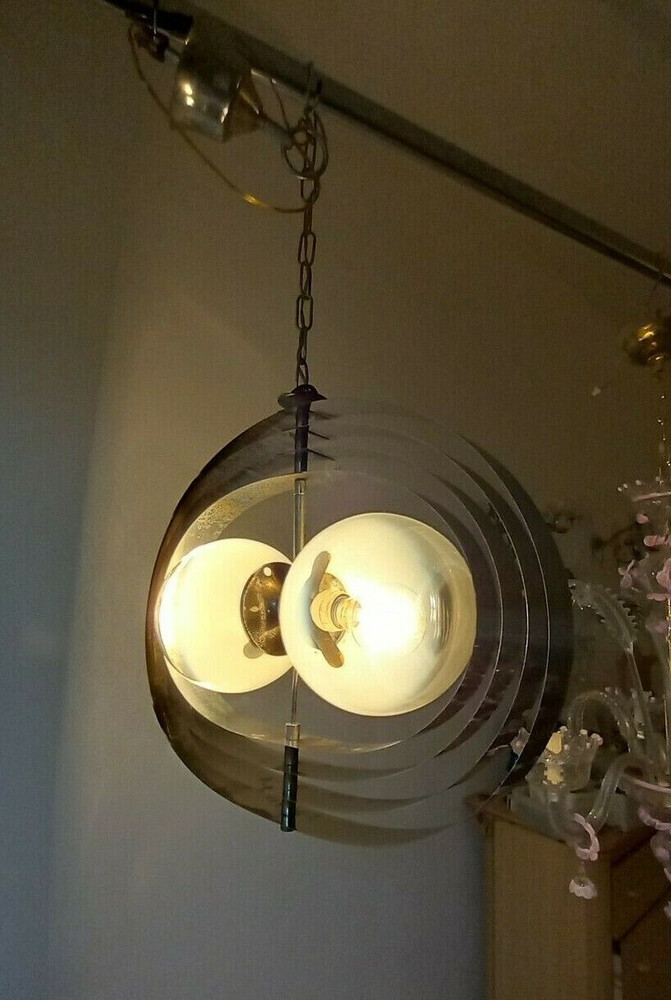 Particular Vintage Chandelier with Satellite Spheres Diffusers Old Lustre