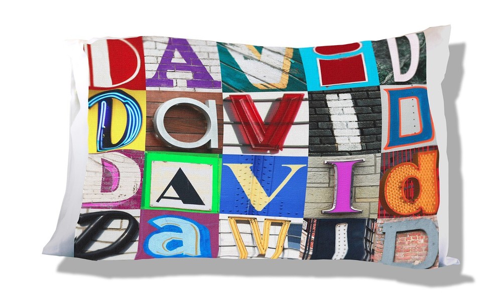 DAVID Personalized Pillowcase featuring photos of sign letters
