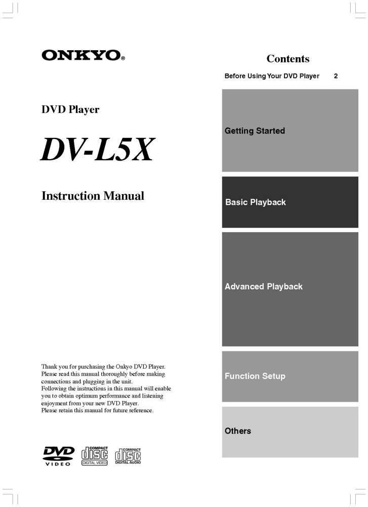 Onkyo DV-15X DVD Player Owners Manual
