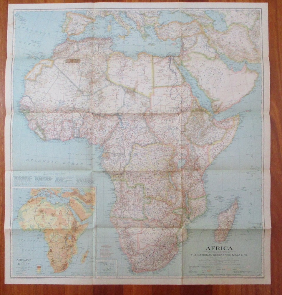 1935 Dated Pre WW2 Vintage MAP of AFRICA Original