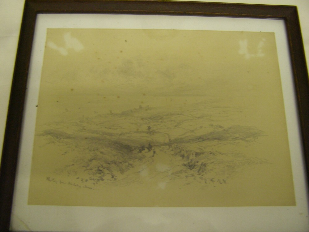 Mary Wetherill original pencil sketch, "Whitby from Aislaby moor"